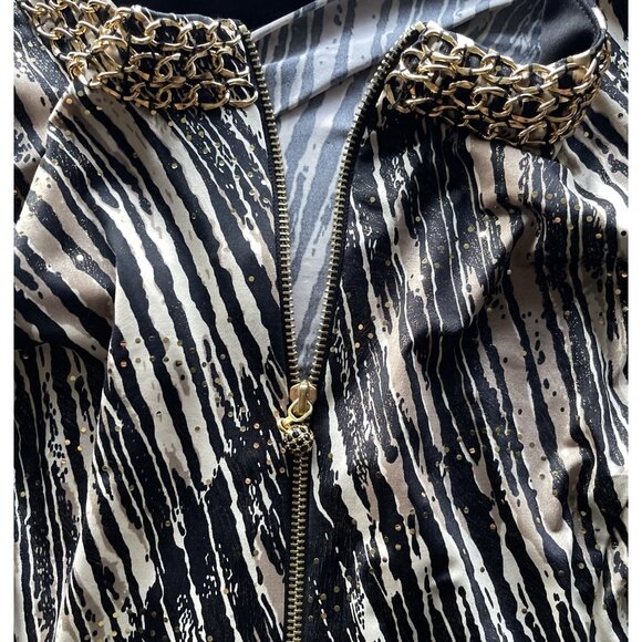 VintageBlack MSK Women’s Sz 2XL Bell Sleeve Top With Sheer Gold Light Chain - Picture 10 of 16